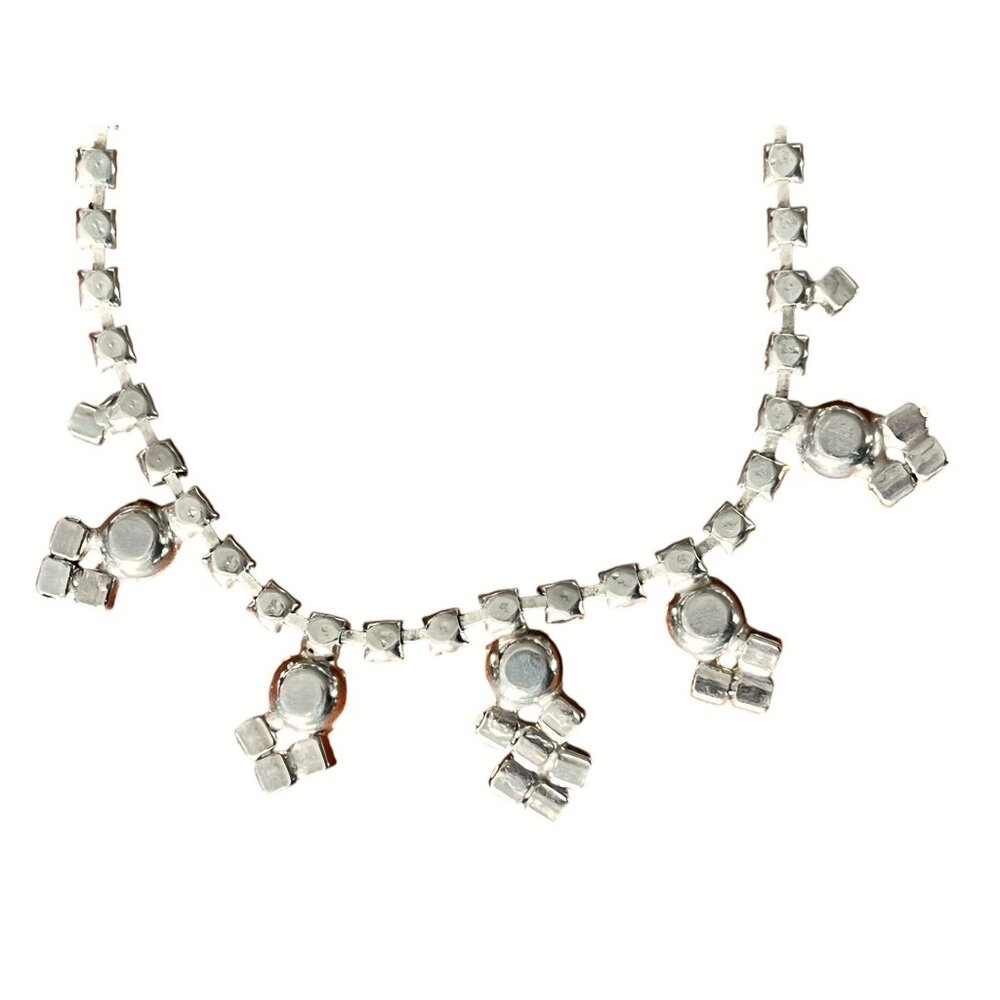 Silver & Yellow and amber colored Rhinestone 16” Necklace & Bracelet Set Adjusta - Picture 13 of 15